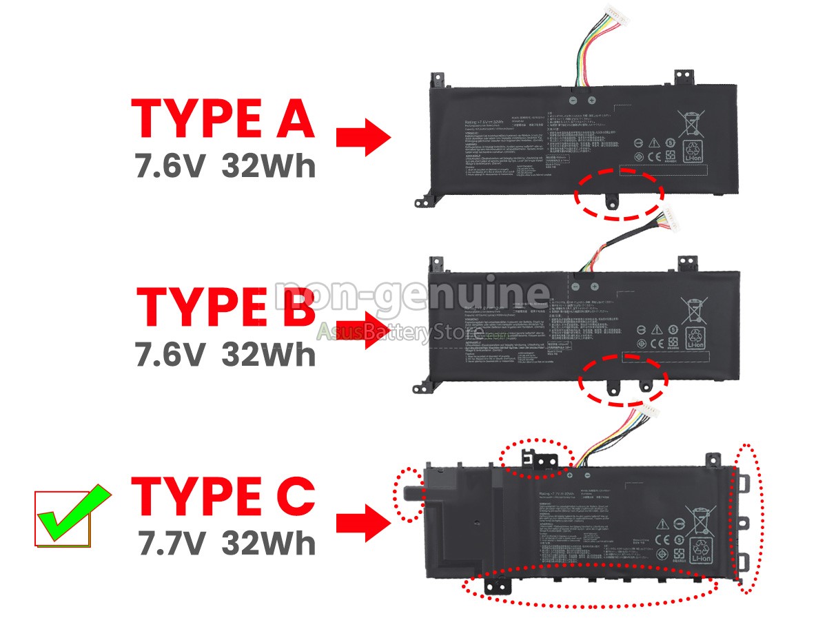 2 cells 7.7V 32Wh battery for Asus P1504FA